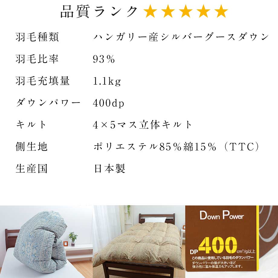 羽毛布団 シングル ハンガリー産シルバーグースダウン93％ | じぶん